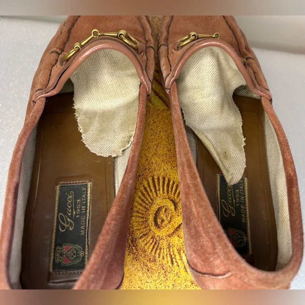 Vintage Gucci Horsebit 1953 Loafers Chestnut Brown Orange Suede Size W’s 39.5 - Picture 10 of 11